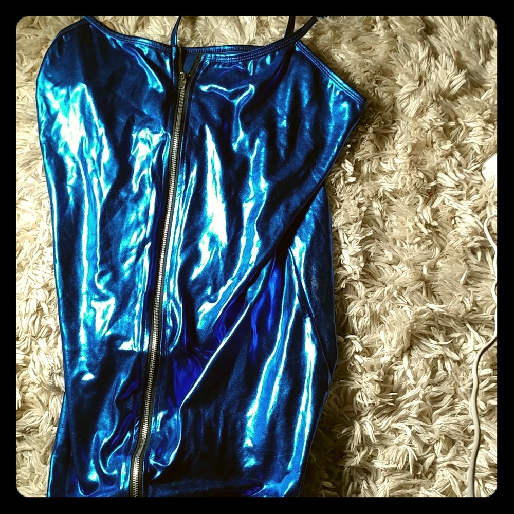 Dancers neon blue mini tank dress